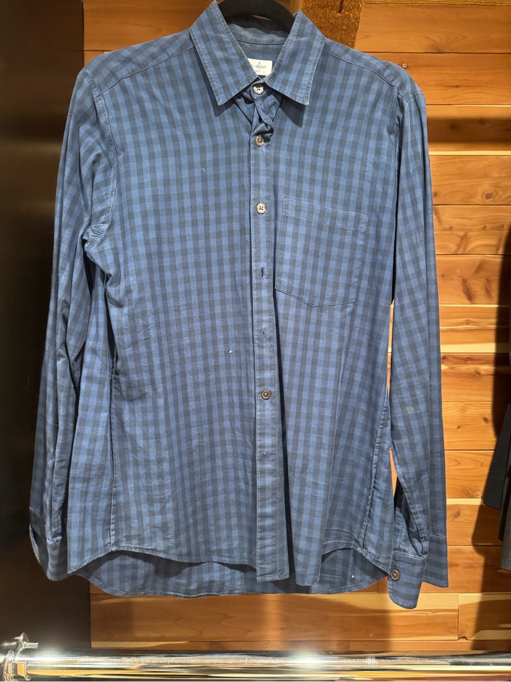 Steven Alan Blue Checked Cotton Button-Down Shirt